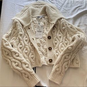ZARA NWT beige cropped knit sweater